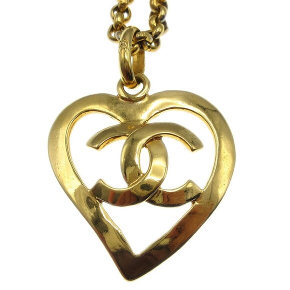Chanel Heart Chain Pendant Necklace Gold 95P - Picture 2 of 8